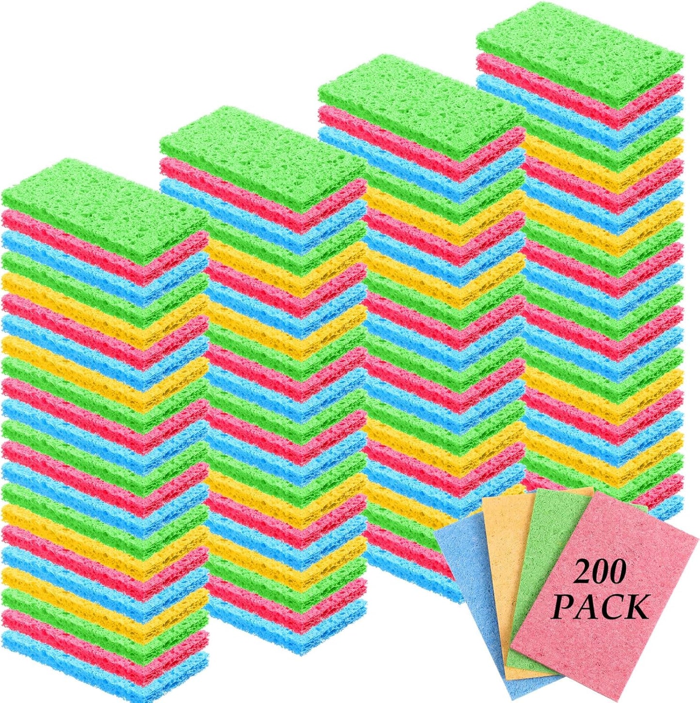 200 Pieces Kitchen Sponge Bulk Natural Sponges for Dishes