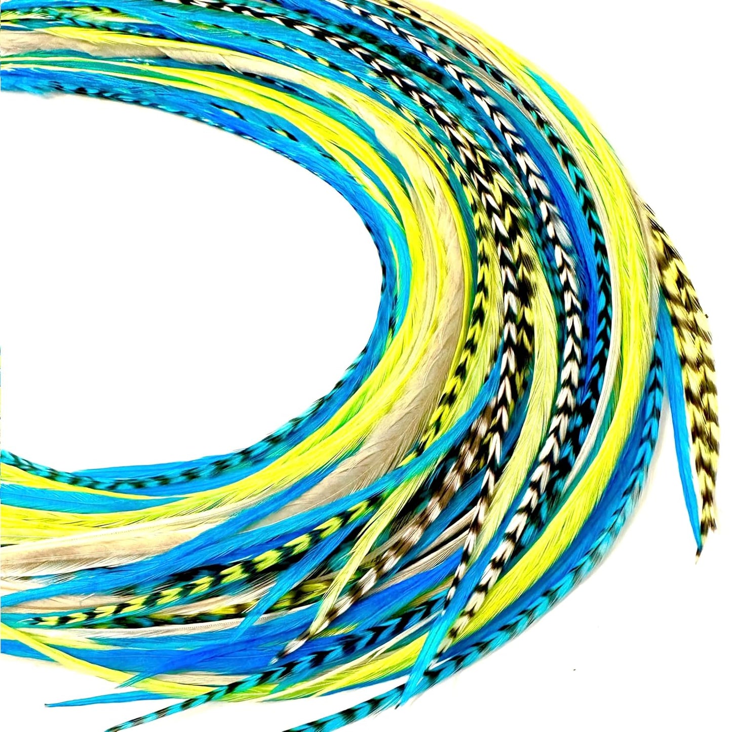 21 Neon Green & Turquoise Color Hair Extensions for Boho Style