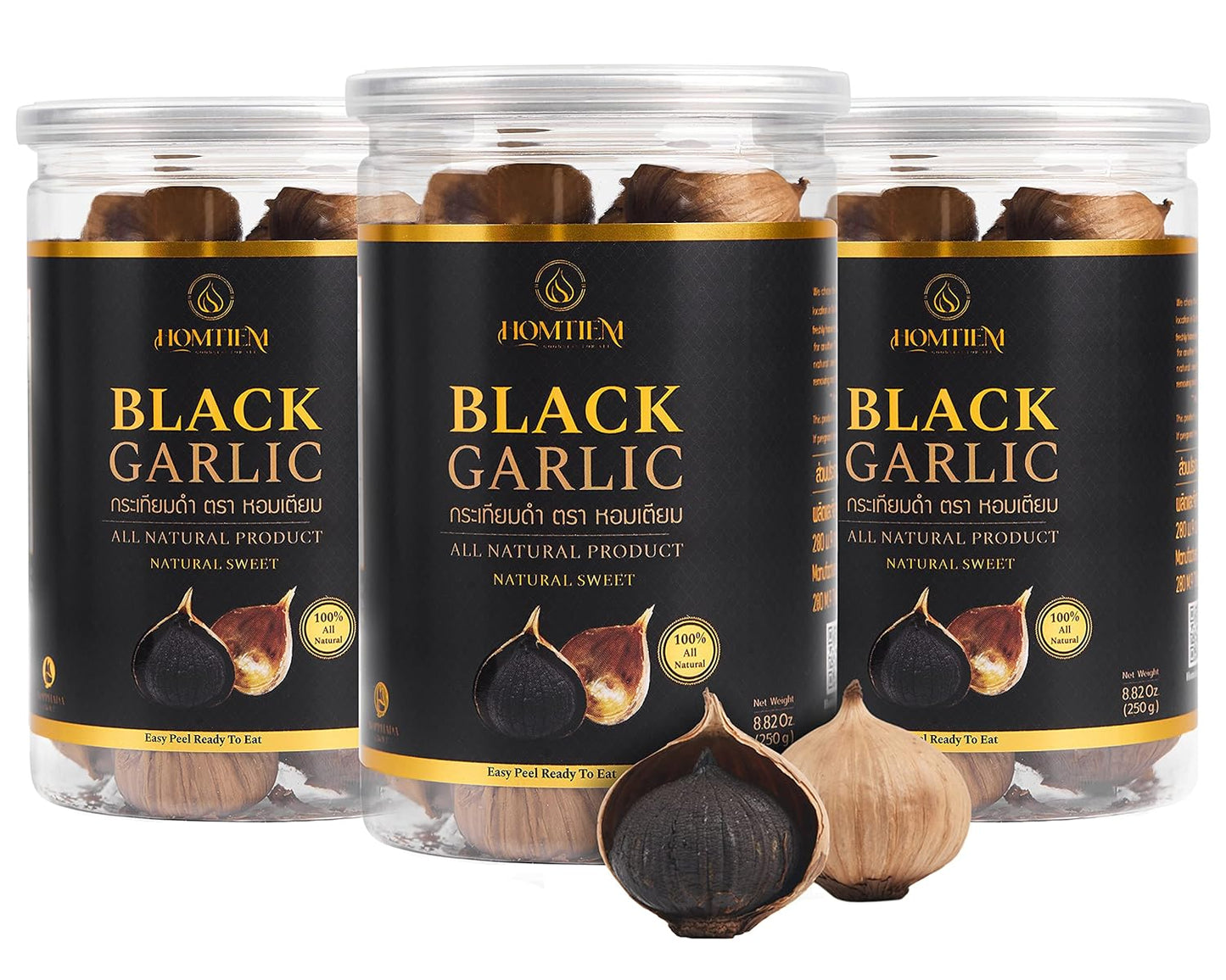 Homtiem Black Garlic 8.82 Oz Pack of 3 for Healthy Recipes