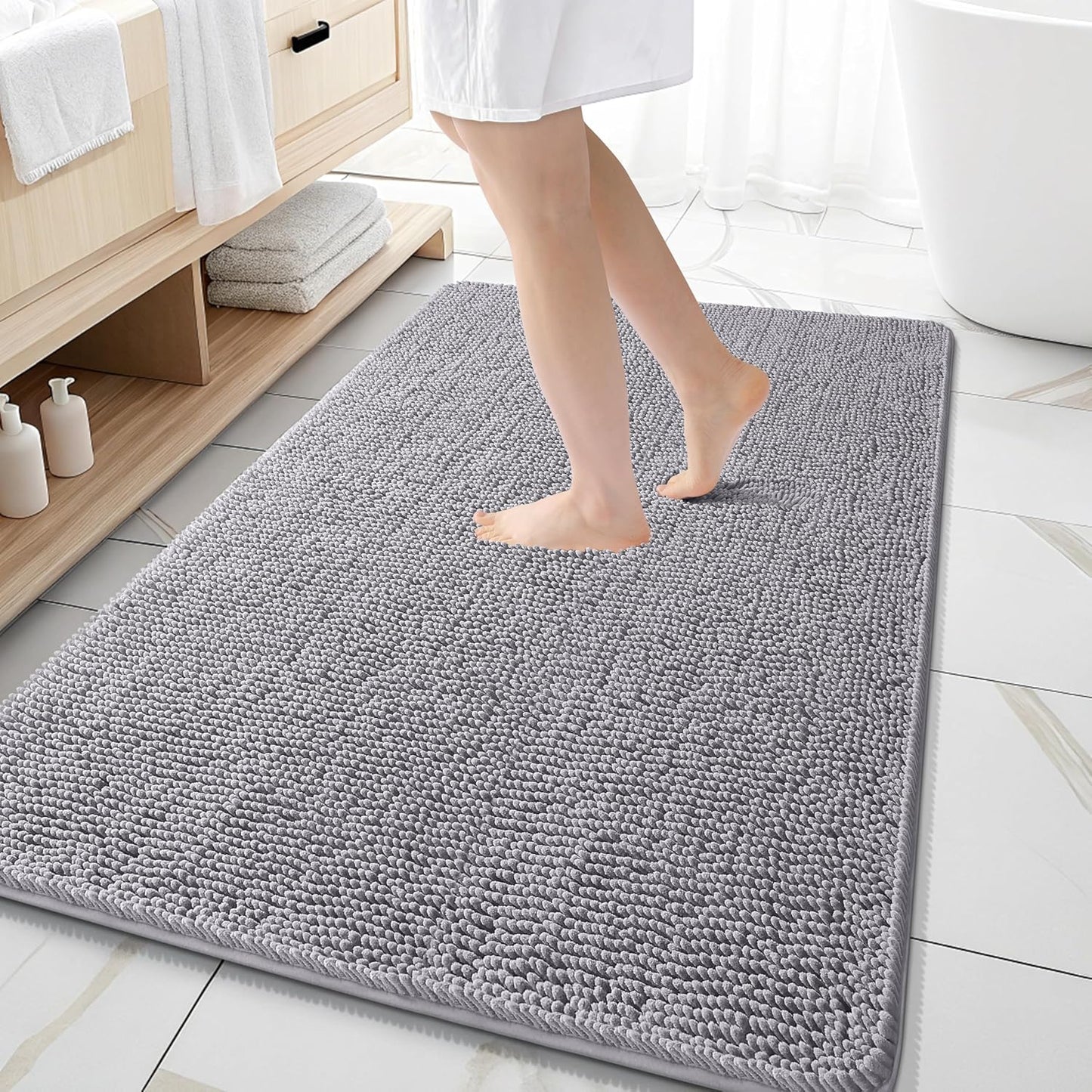OLANLY Extra Soft Chenille Bath Rugs 59x35 for Ultimate Comfort