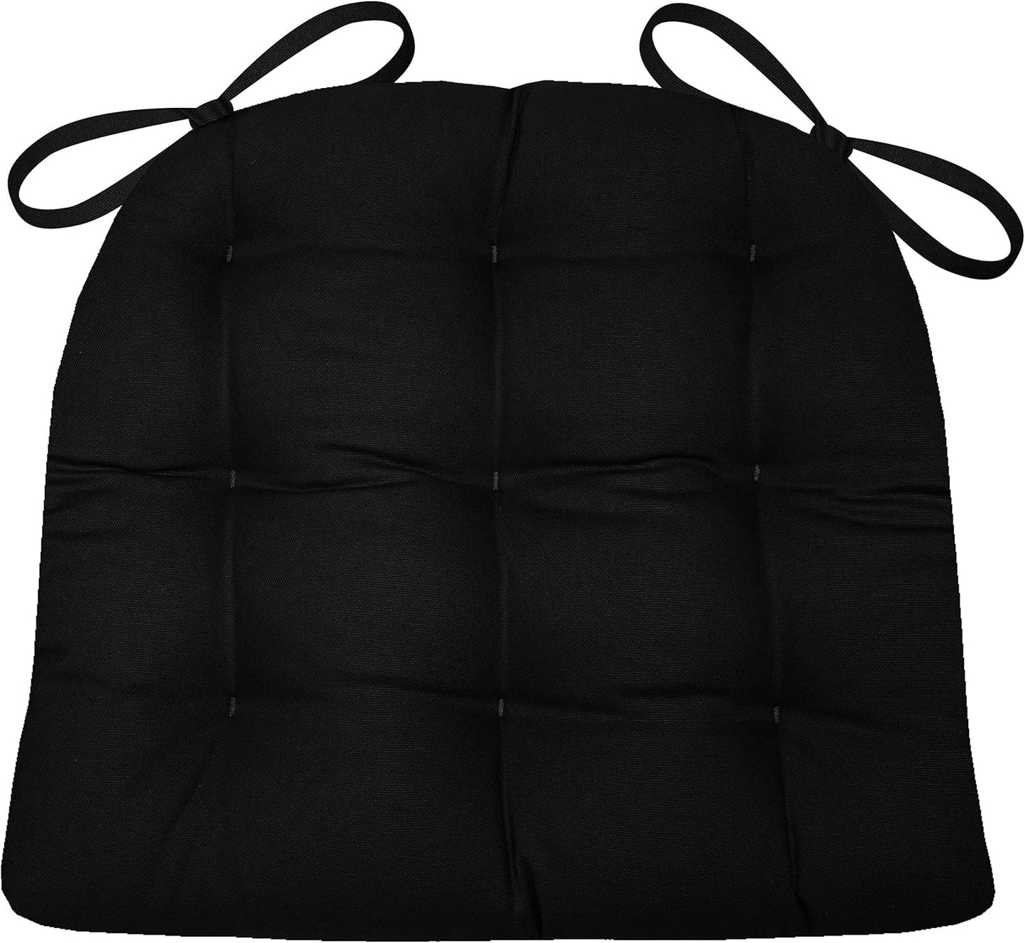 Cotton Duck Black Dining Chair Pad with Ties for Comfort