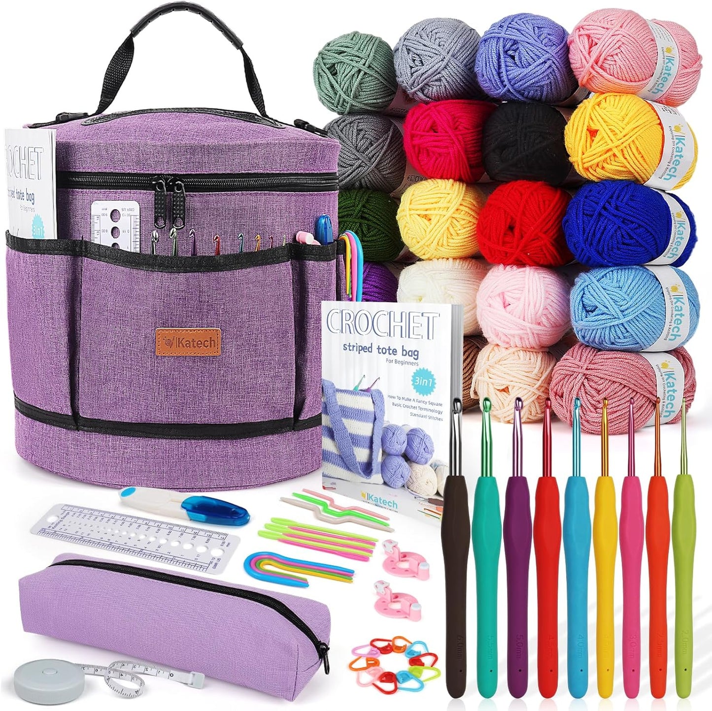 Complete Beginner Crochet Kit for Adults with Yarn and Hooks