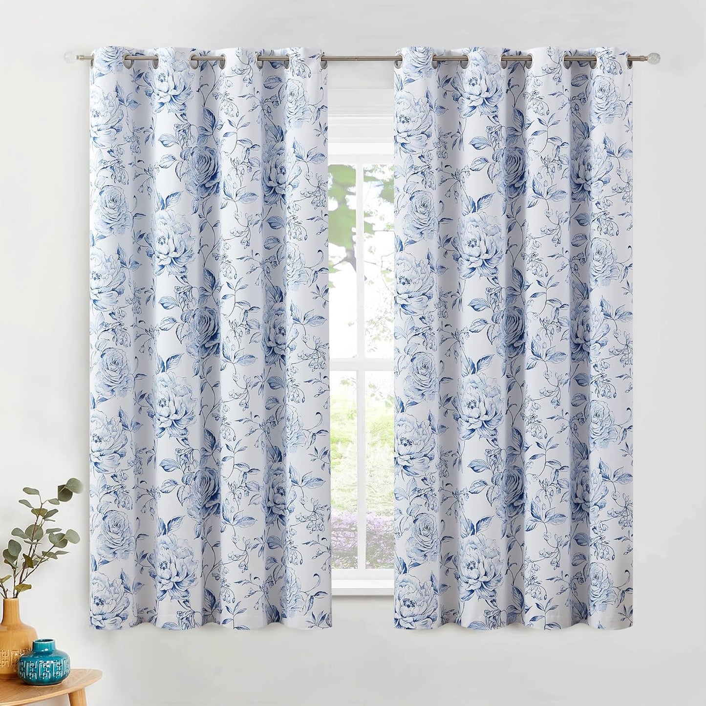 Beauoop Floral Blackout Curtains for Bedroom Living Room Decor