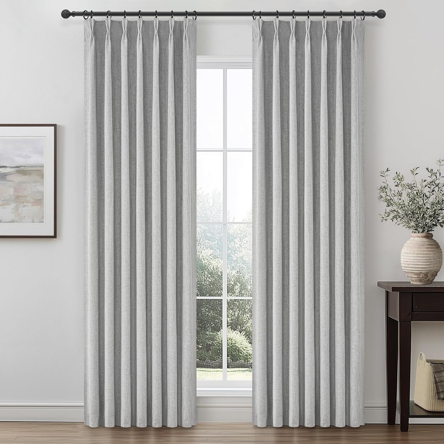 Grey Black Out Curtains 84 Inch Long for Modern Living Rooms