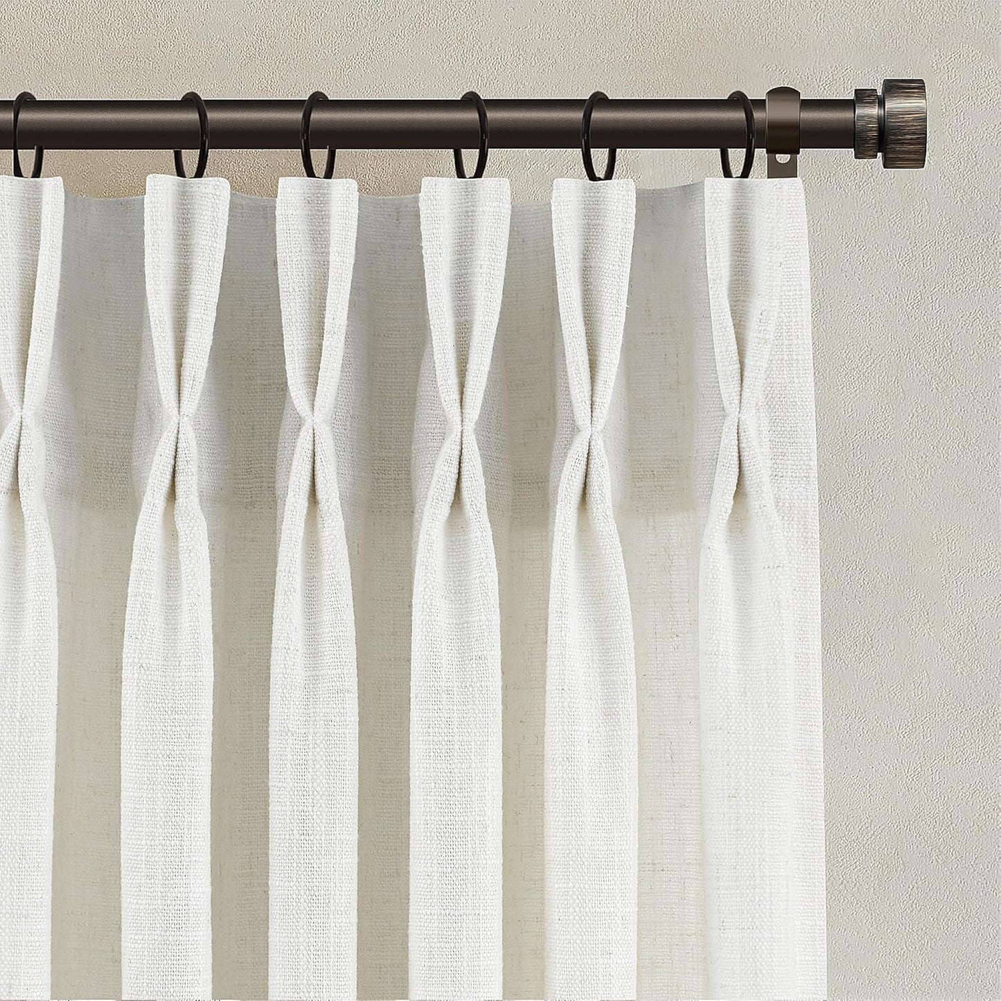 Pinch Pleated Linen Curtains 90 Inch Long for Elegant Spaces