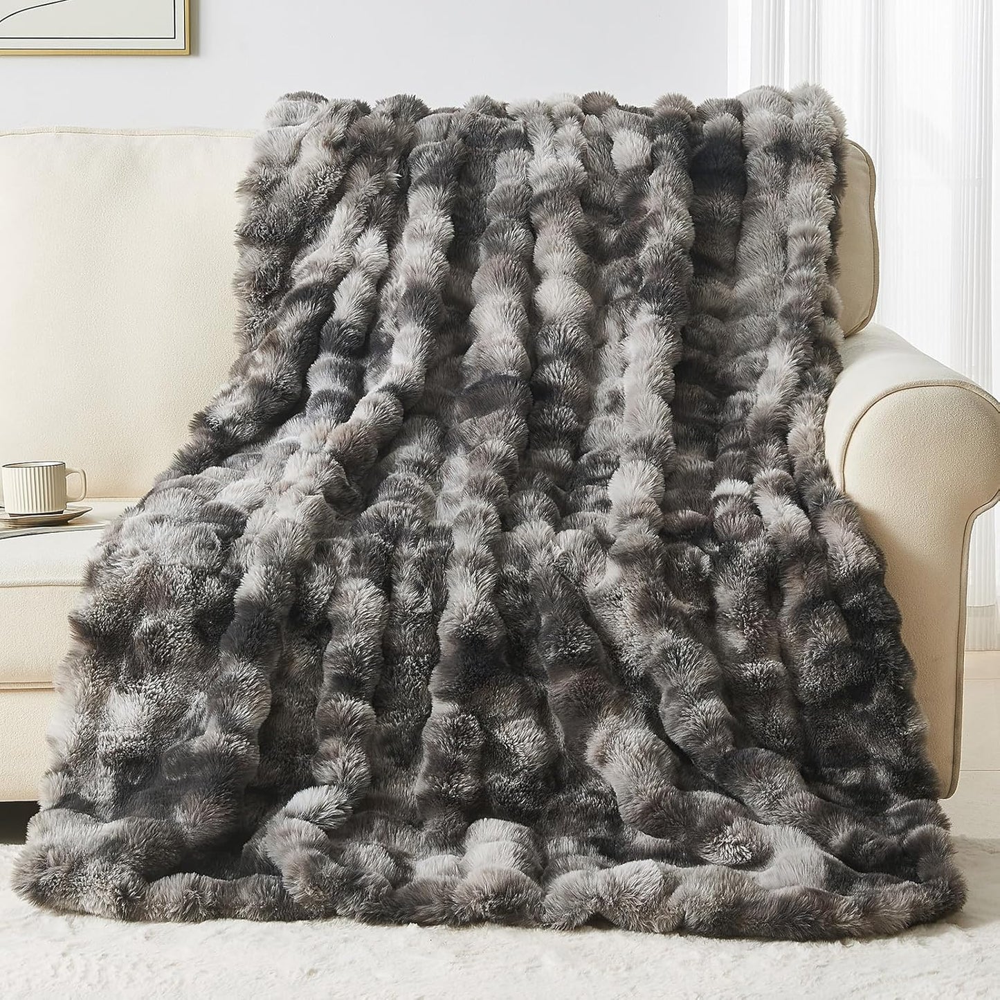 Lotus Karen Faux Fur Throw Blanket for Cozy Comfort and Style