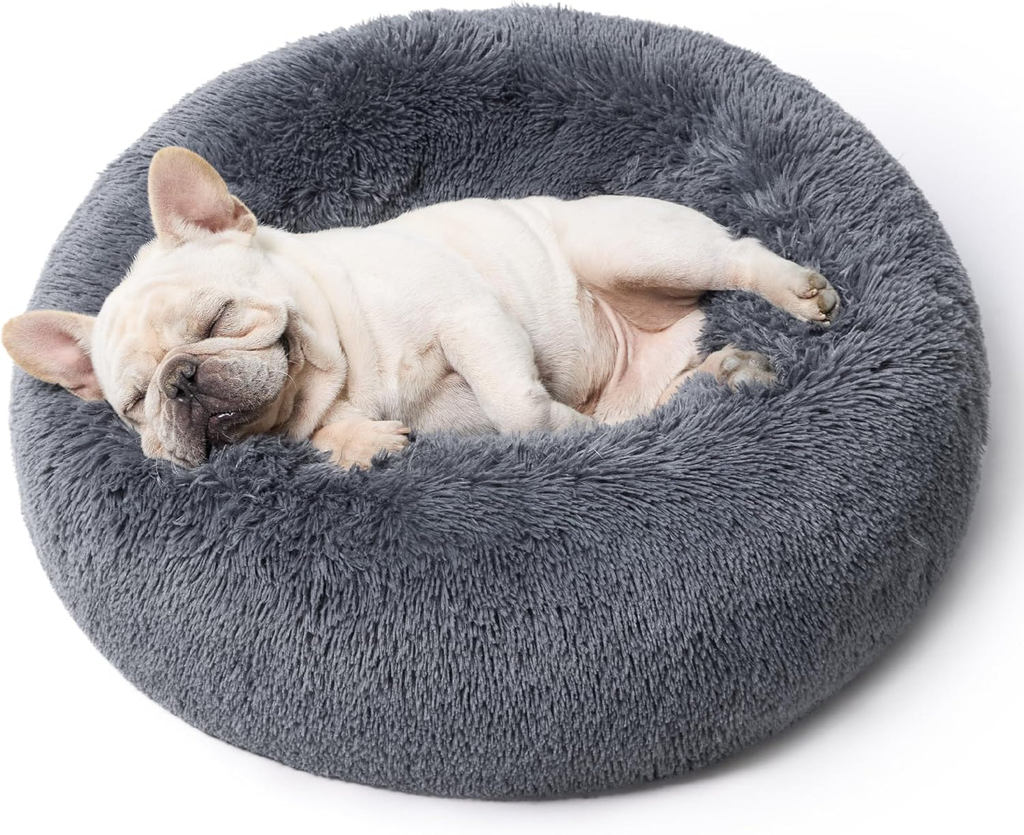 Calming Dog Bed for Medium Dogs - Plush Donut Design 30 in