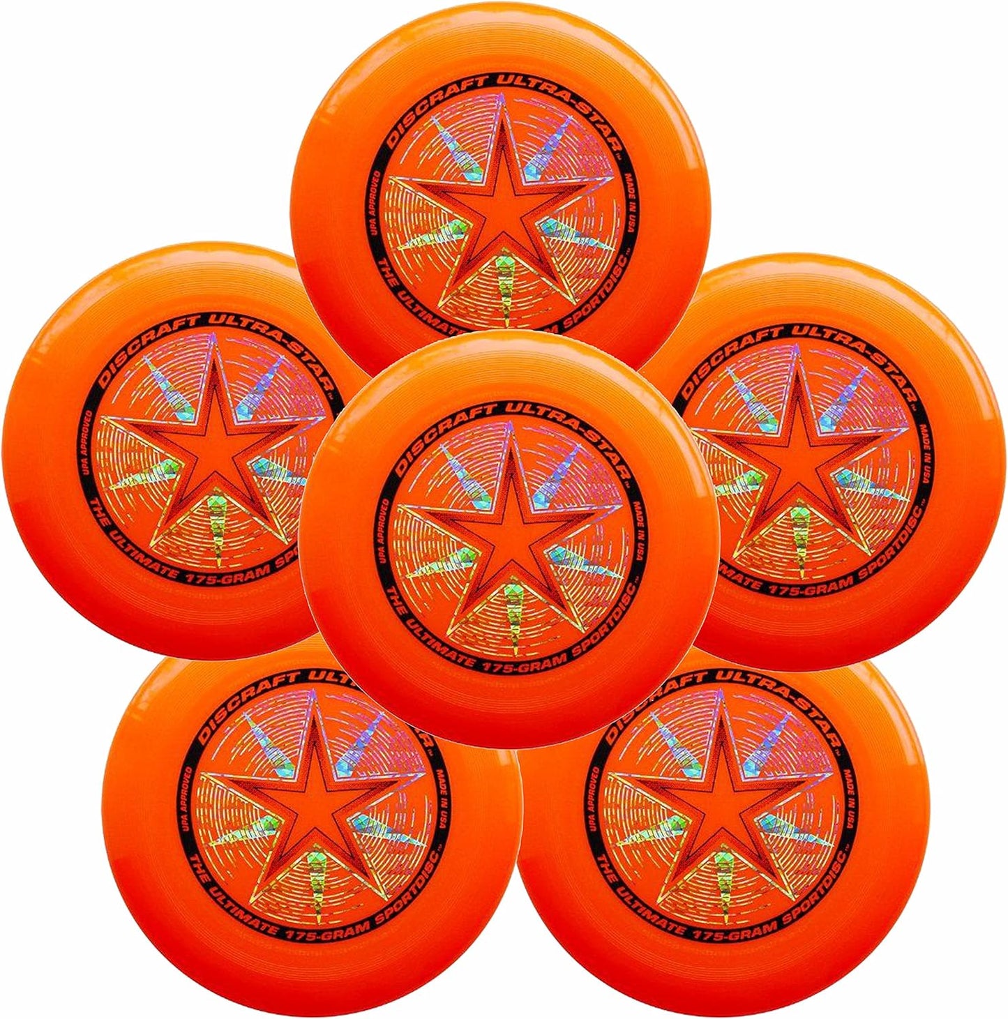 Discraft 175g Orange Ultimate Frisbee 6 Pack