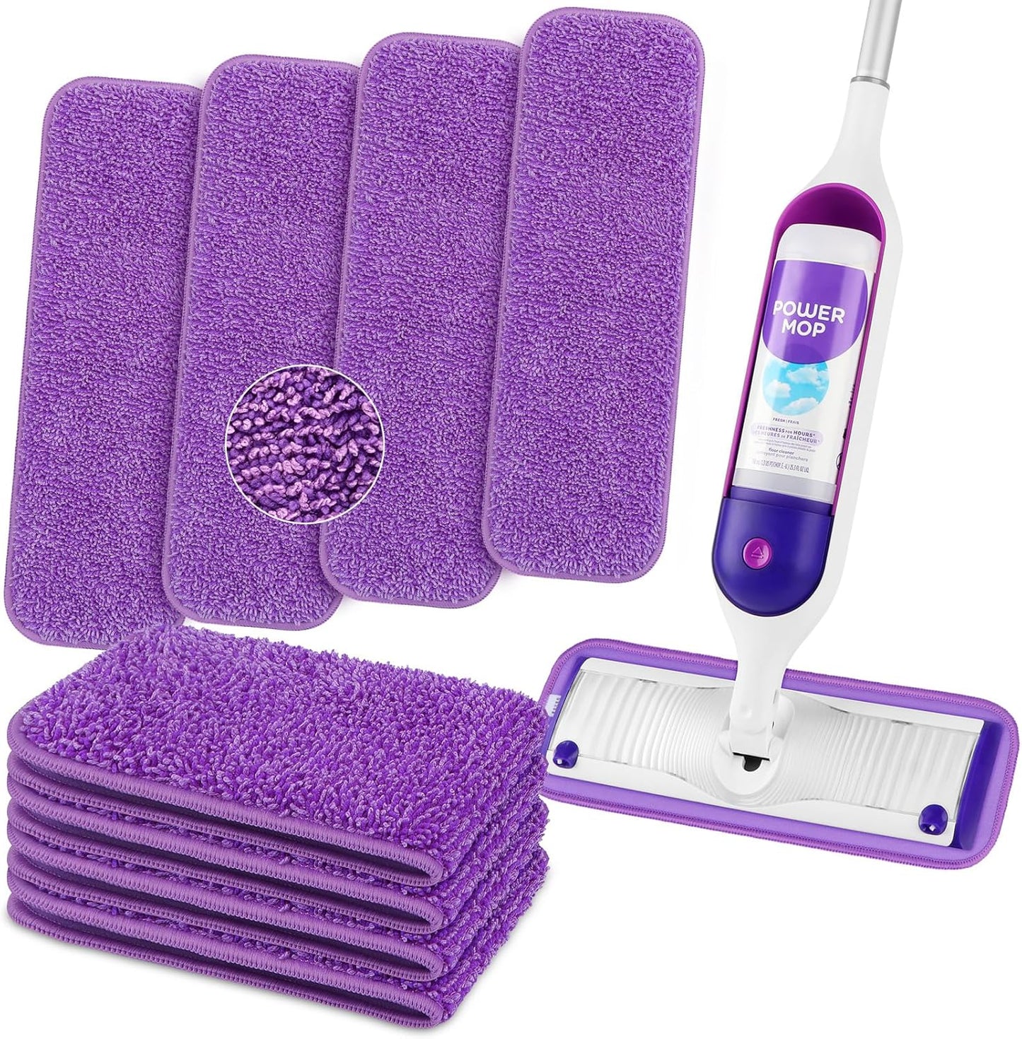 8 Pack Reusable Microfiber Pads for Swiffer PowerMop