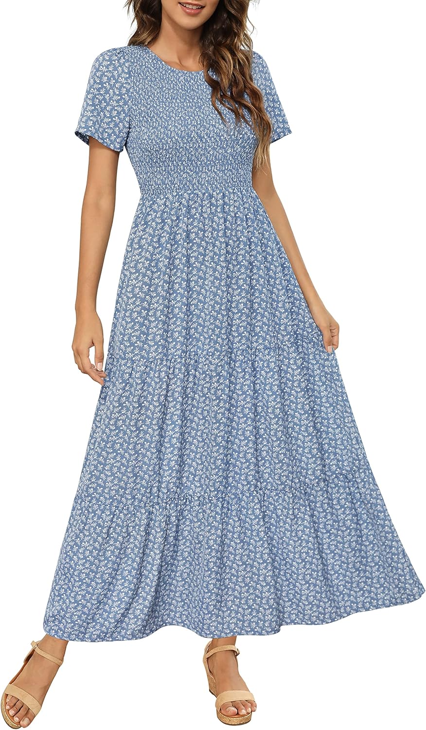 Maggeer Womens Smocked Maxi Dress for Summer and Fall Events