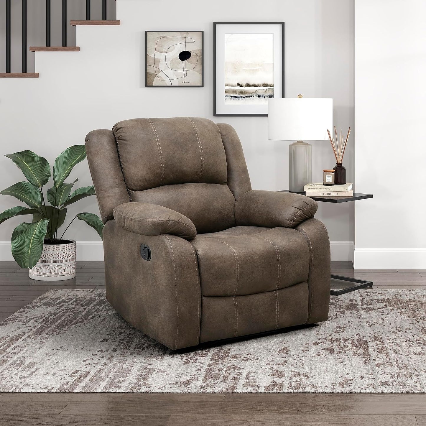 Comfy Wall Hugger Recliner Chair, Brown