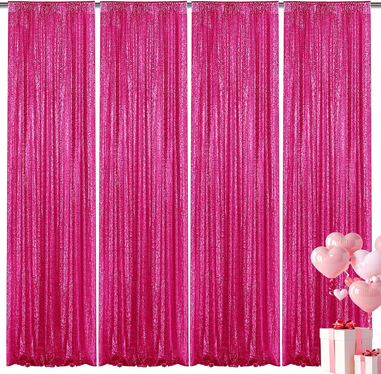 Fuchsia Sequin Backdrop Curtain for Stunning Party Decor