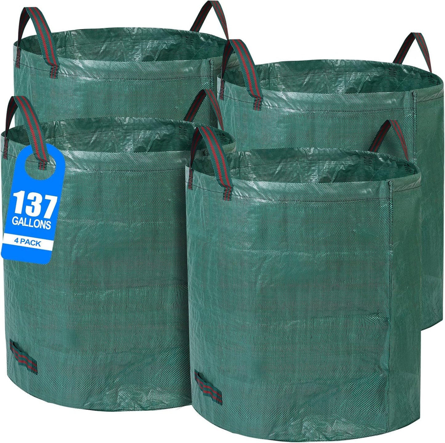 4 Pack Extra Large Reusable Yard Waste Bags for Lawn Cleanup