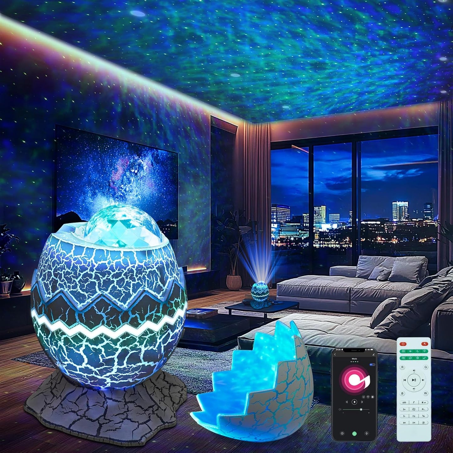 Star Projector Night Light with Bluetooth Speaker for Kids