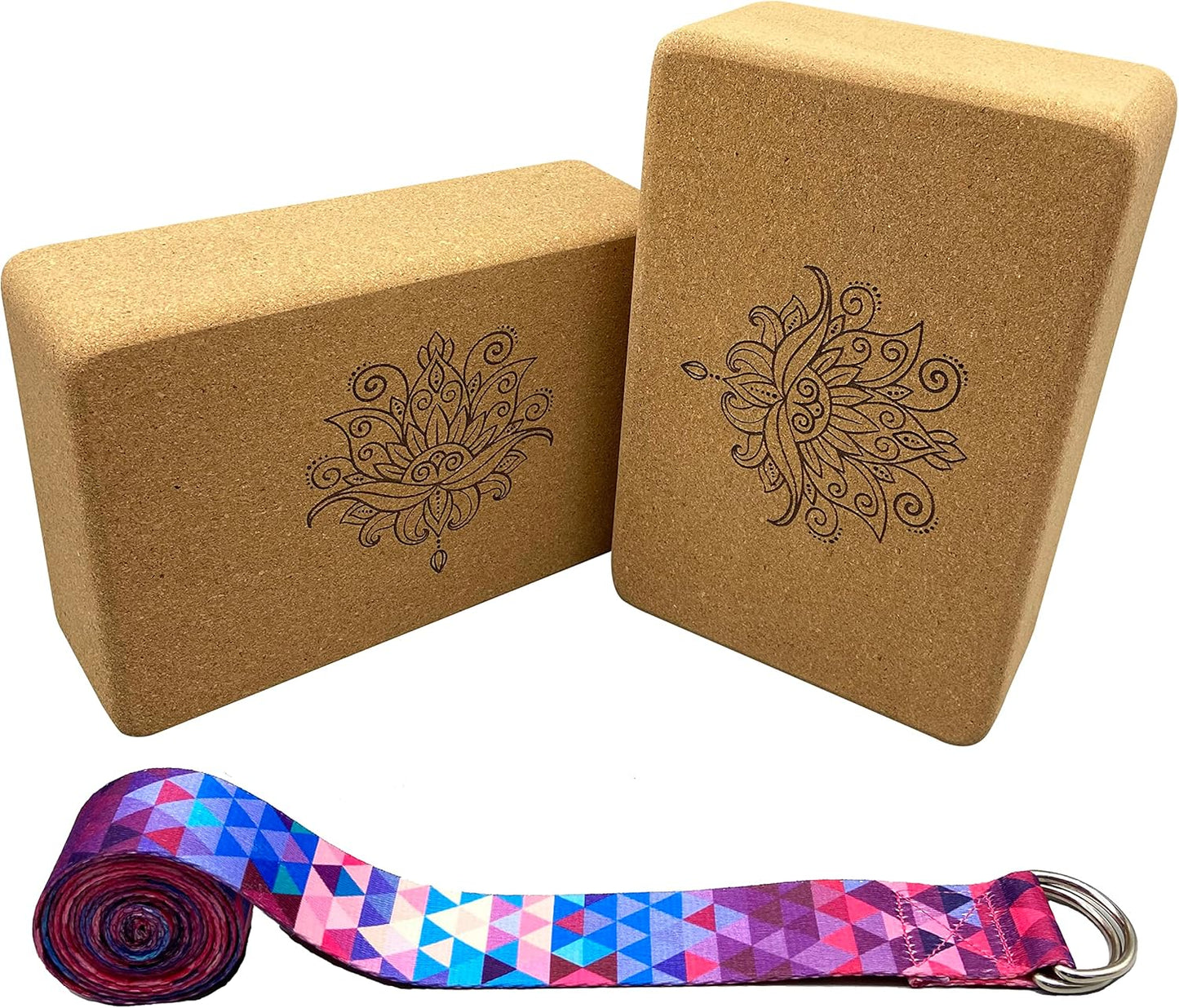 Cork Yoga Blocks & Strap Set for Better Balance