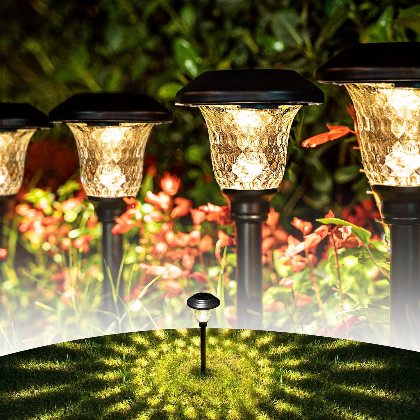 GIGALUMI Solar Pathway Lights - 8 Pack Waterproof LED Garden Lights
