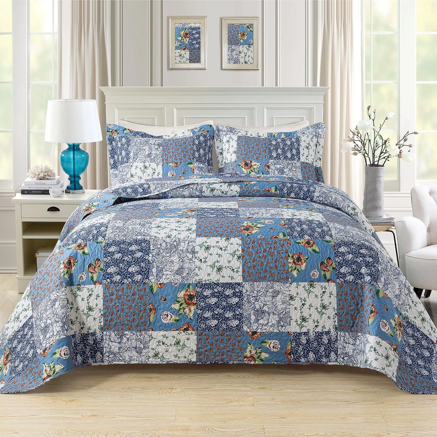 Quilts Queen Size Bedding Set - Lightweight Farmhouse Design