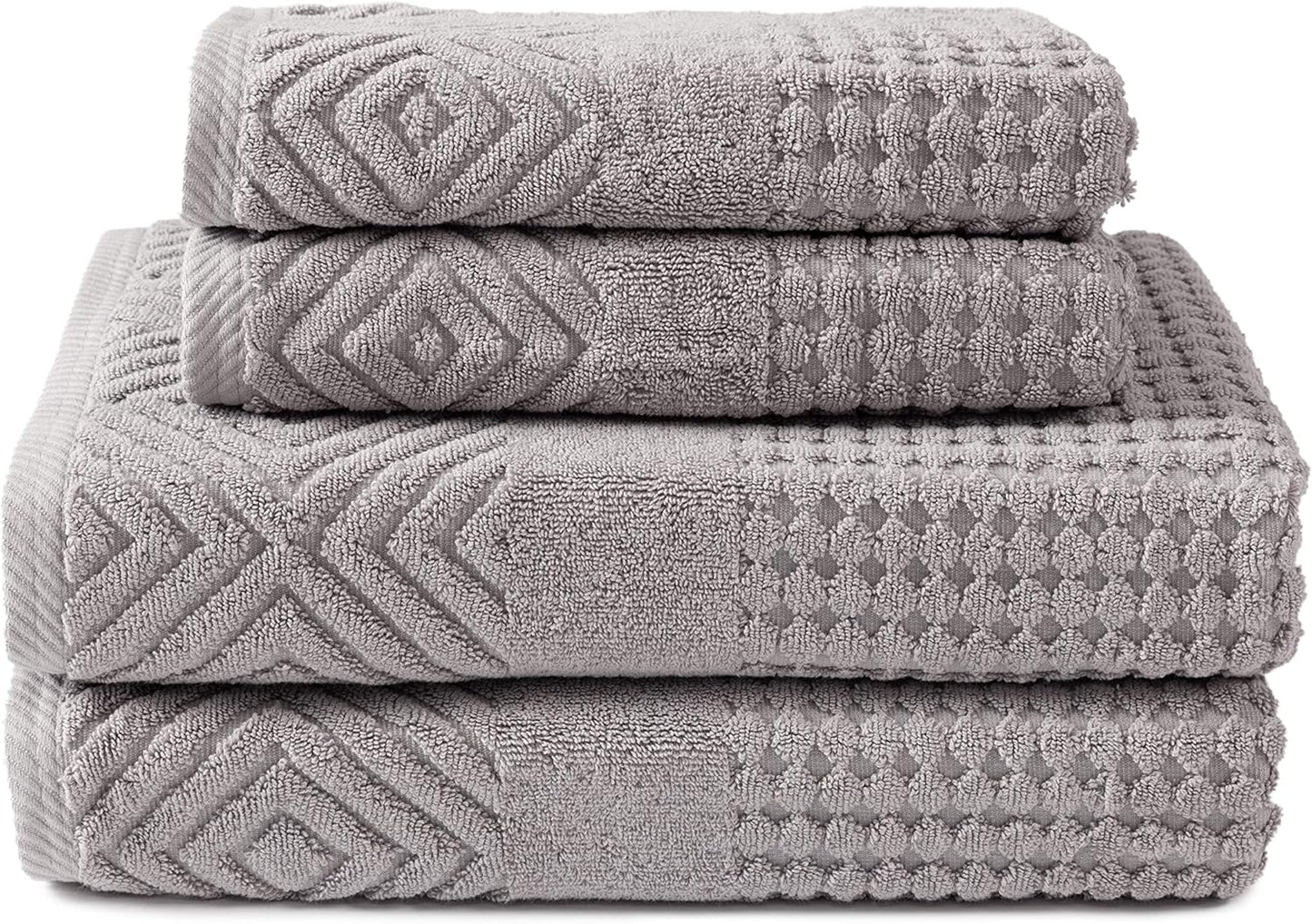 Luxurious 100% Organic Cotton Diamond Jacquard Bath Towel Set