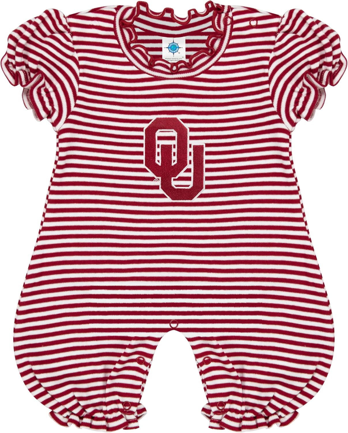 College Baby Striped Puff Sleeve Romper for Girls - Team Logo