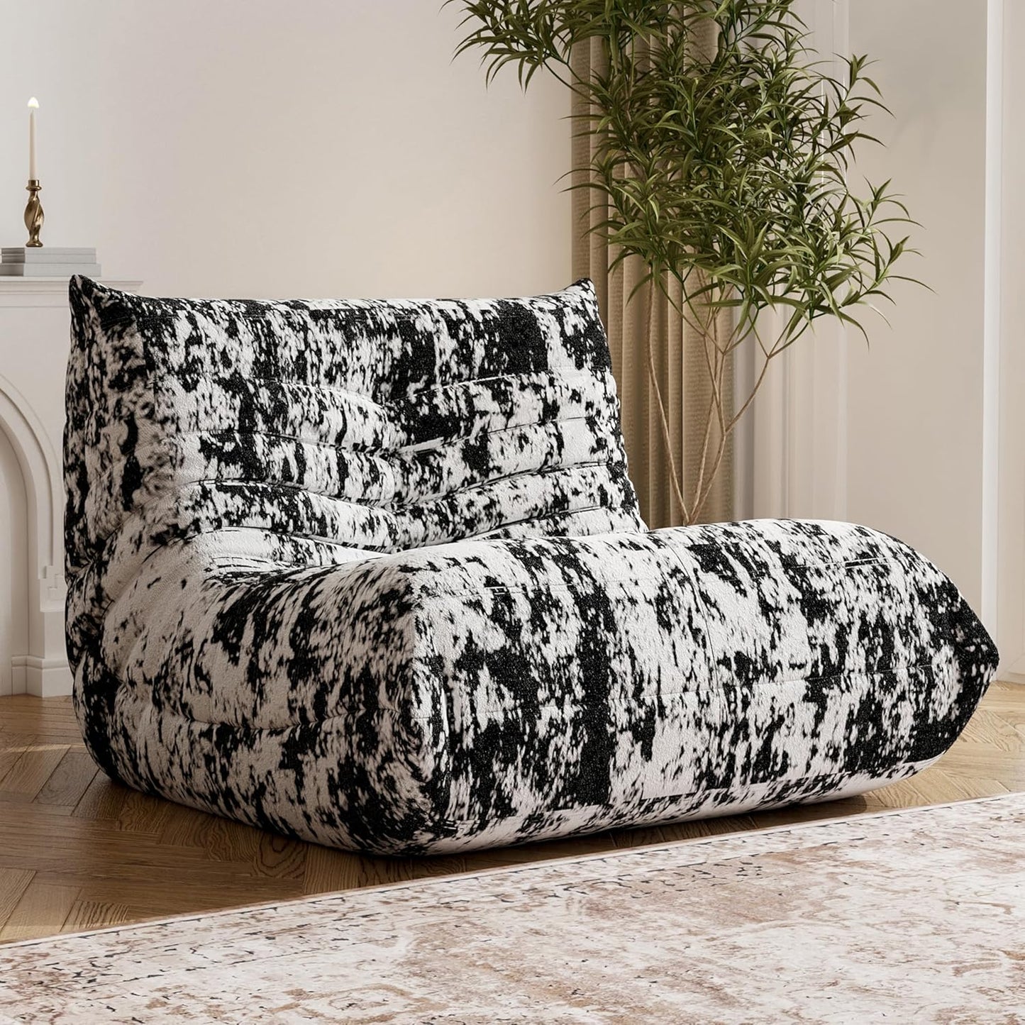 Comfortable Bean Bag Chair for Adults and Teens - Black Pattern