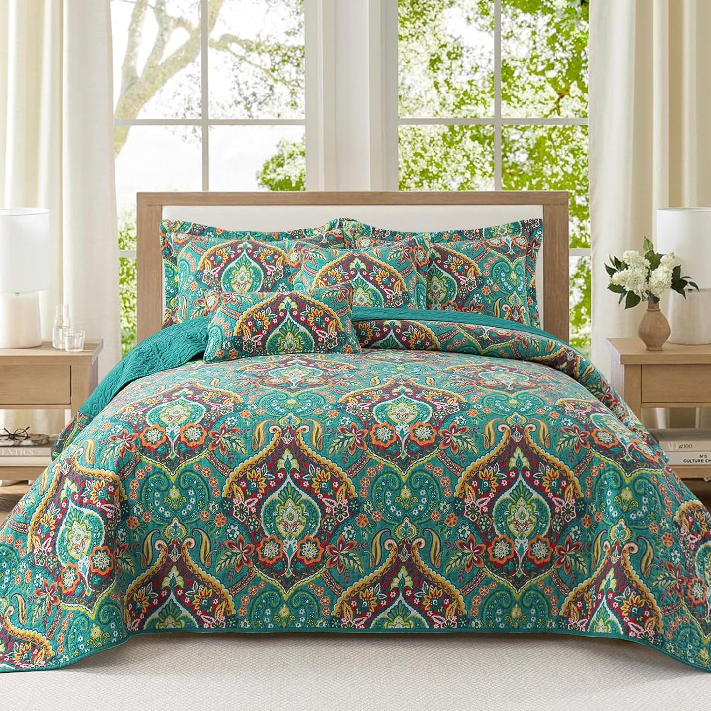 VAPUTAR Cotton King Quilt Bedding Set - Soft Floral Bedspread