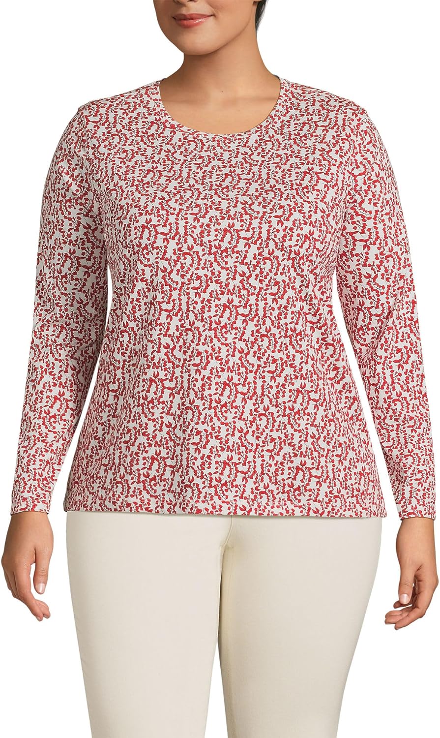 Relaxed Supima Cotton Long Sleeve Crew Neck T-Shirt for Women