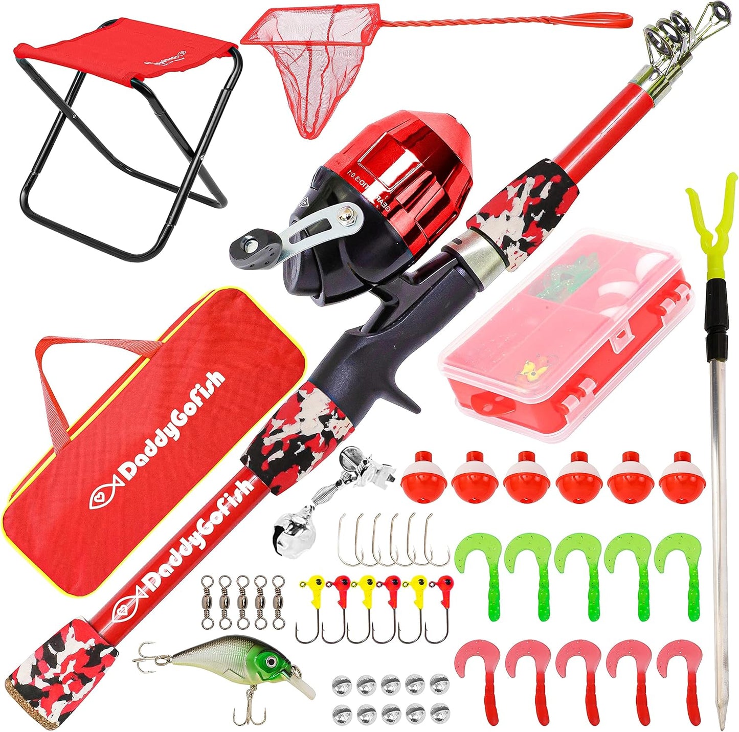 DaddyGoFish Kids Fishing Pole Combo Set for Beginners and Youth