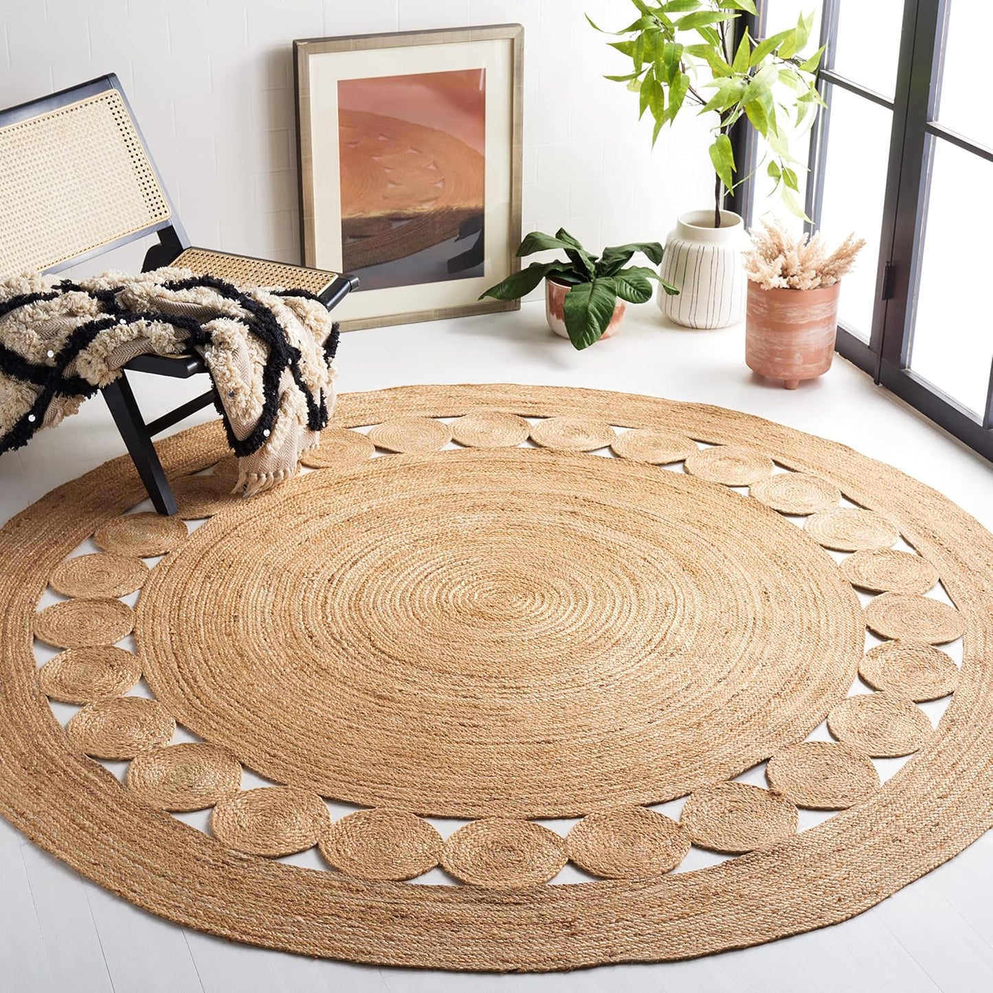 Handmade Jute Area Rug 11ft Round - Natural Fiber Collection