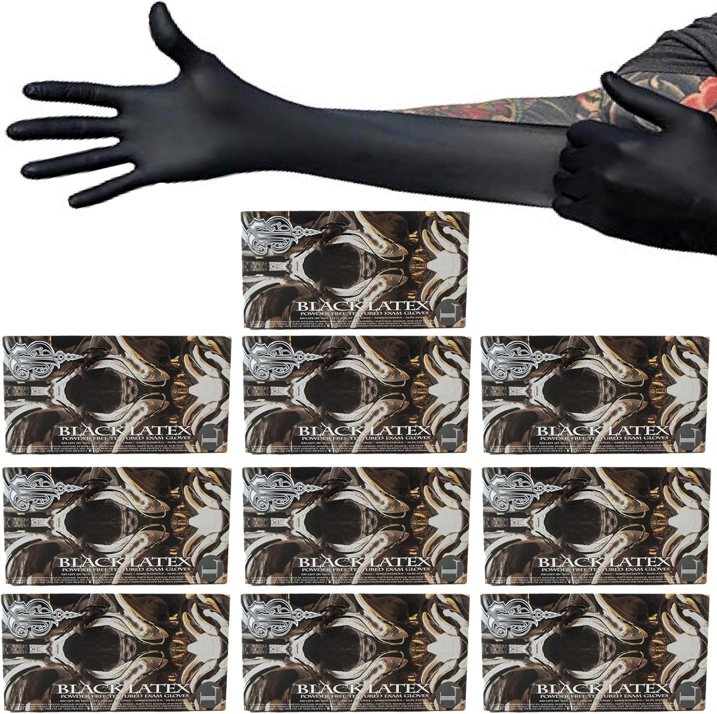 Blackwork Latex Gloves - 1000ct Case for Tattoo and Medical Use