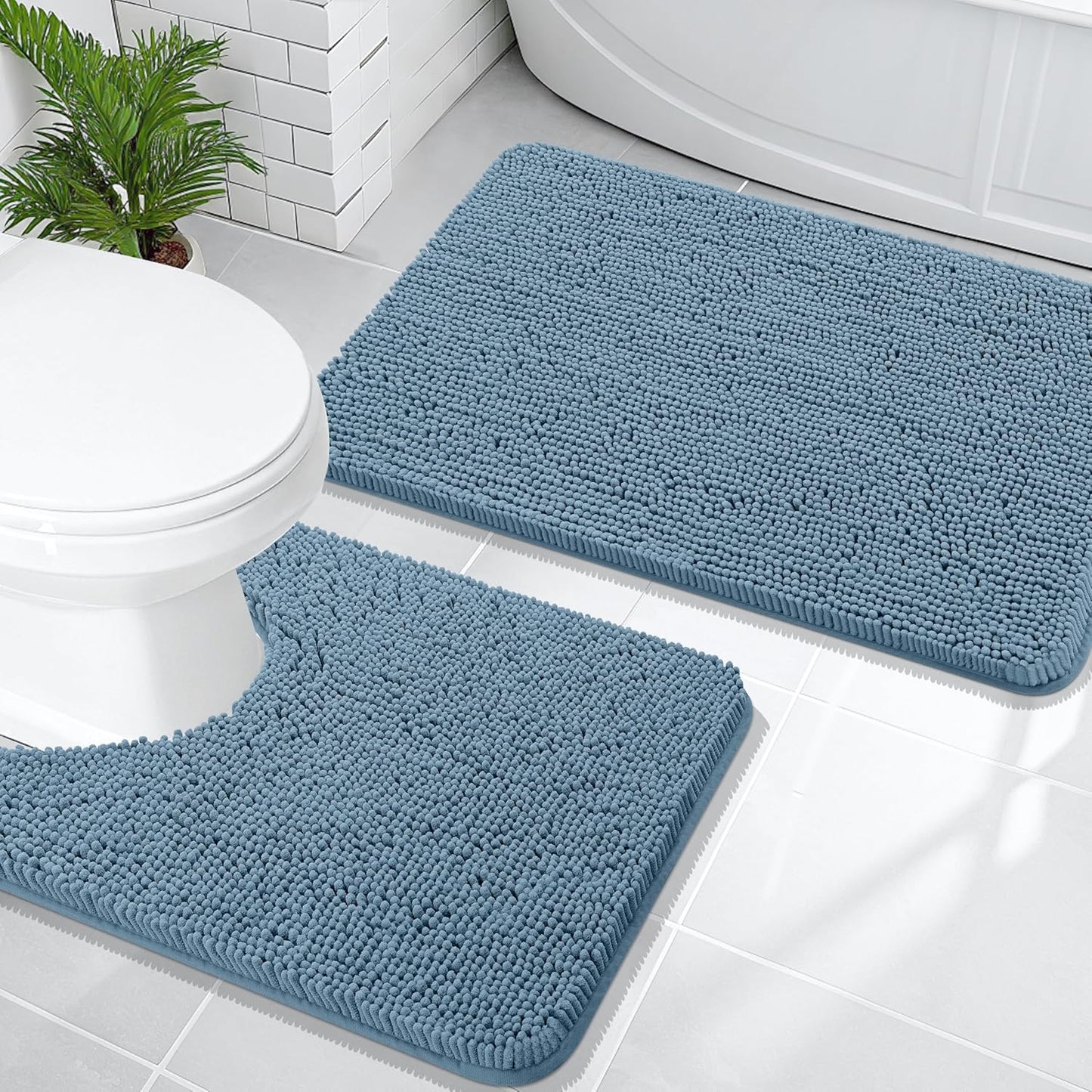 OLANLY Chenille Bath Mats Set - Soft, Absorbent, and Stylish