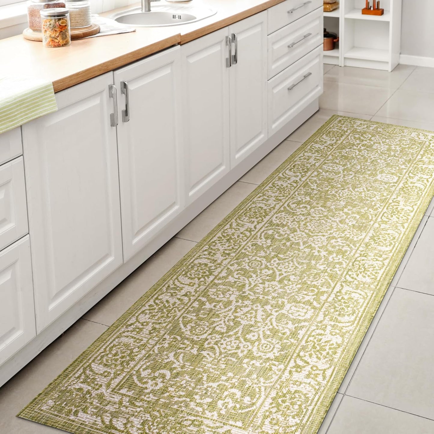 JONATHAN Y Weave Floral Indoor Outdoor Runner Rug for Patios