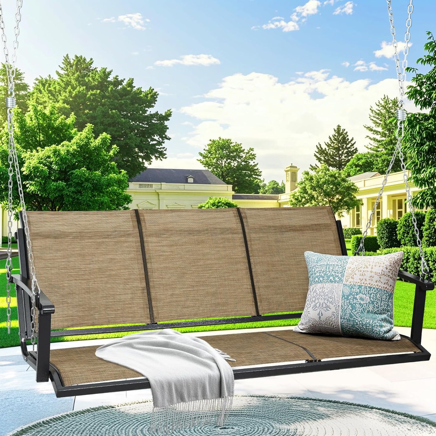 Textilene 3 Seat Hanging Swing for Outdoor Relaxation and Fun