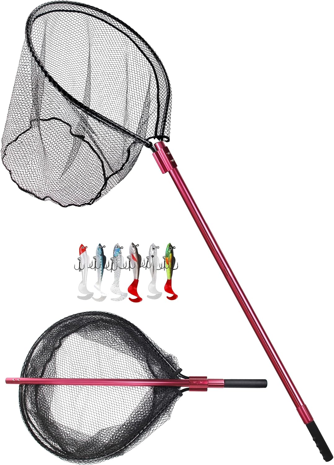 Extendable Heavy Duty Fishing Net with 6 Soft Baits