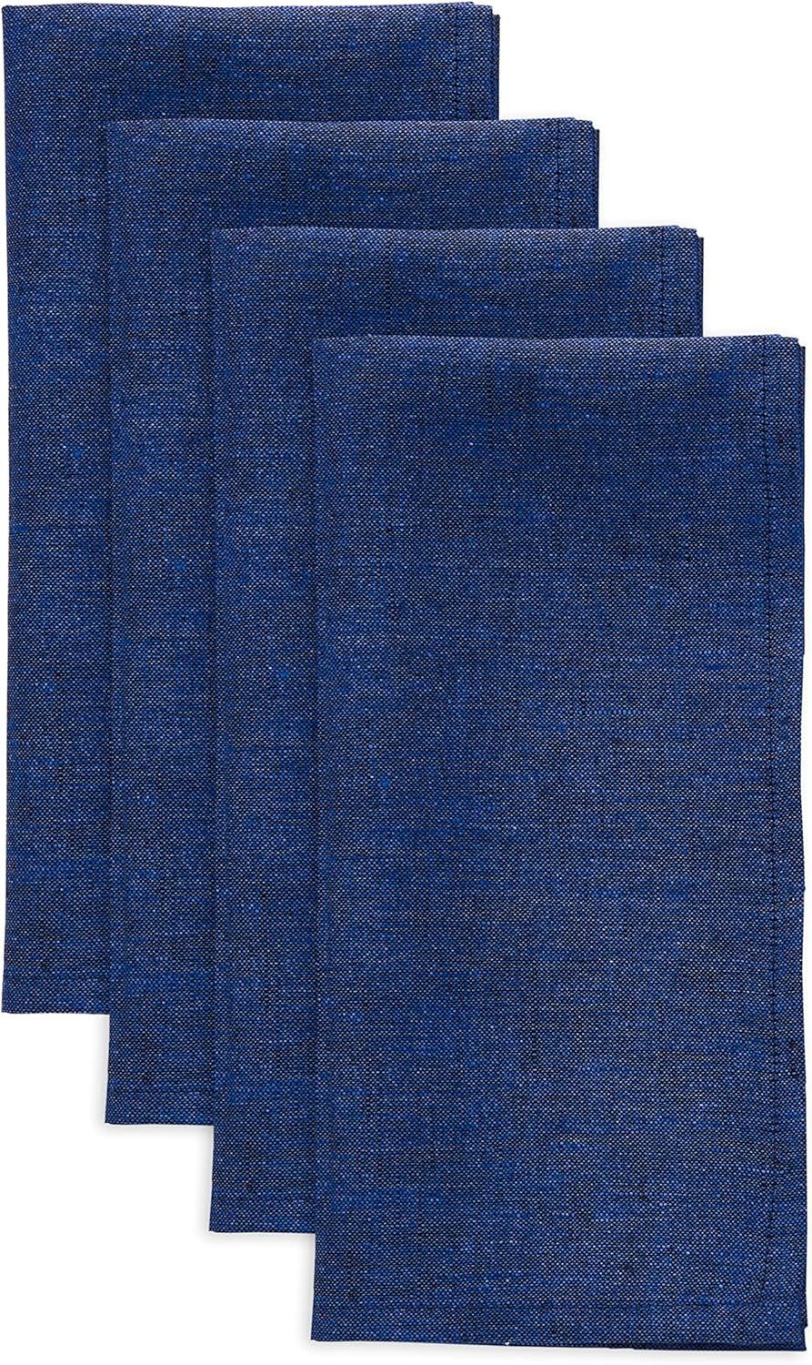 Royal Blue Linen Napkins Set of 4 - 100% Pure Linen Cloth