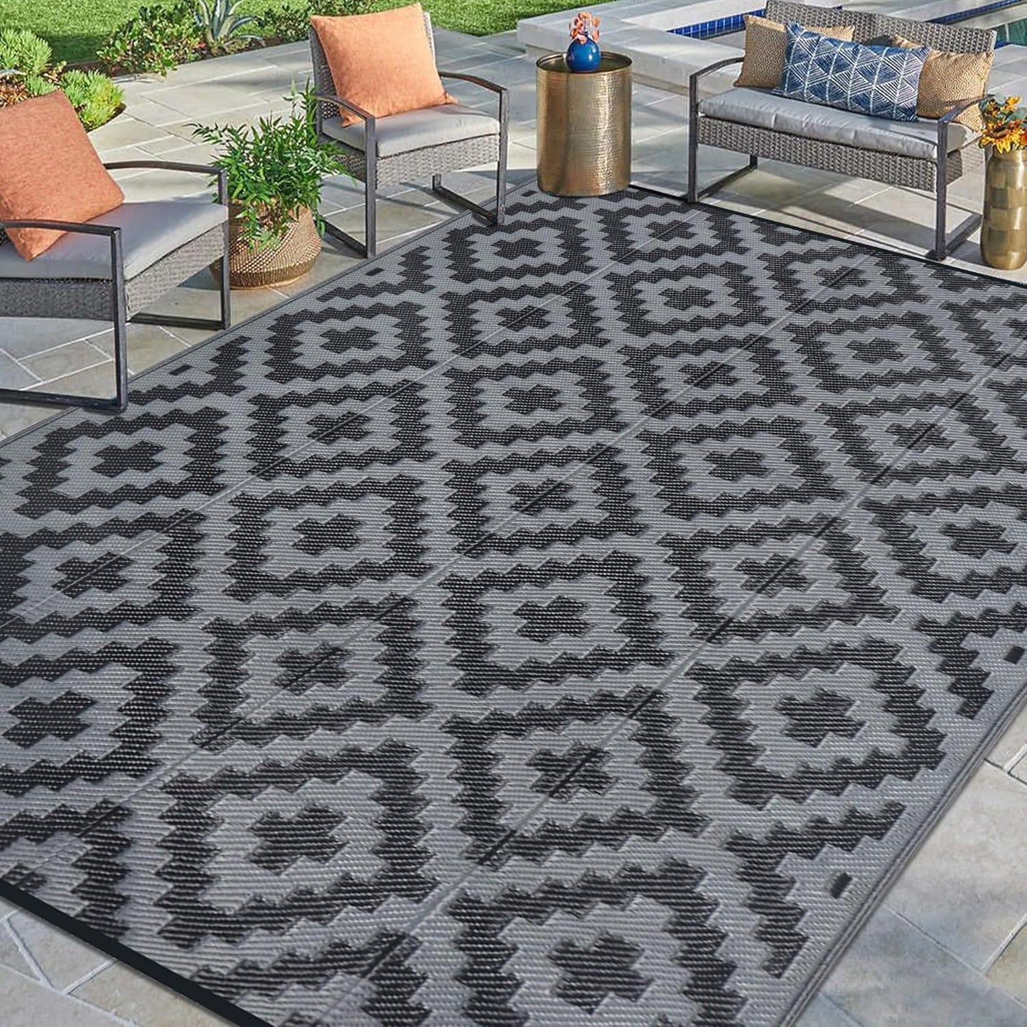 SAND MINE Waterproof Outdoor Rug 9x12 ft for Versatile Use