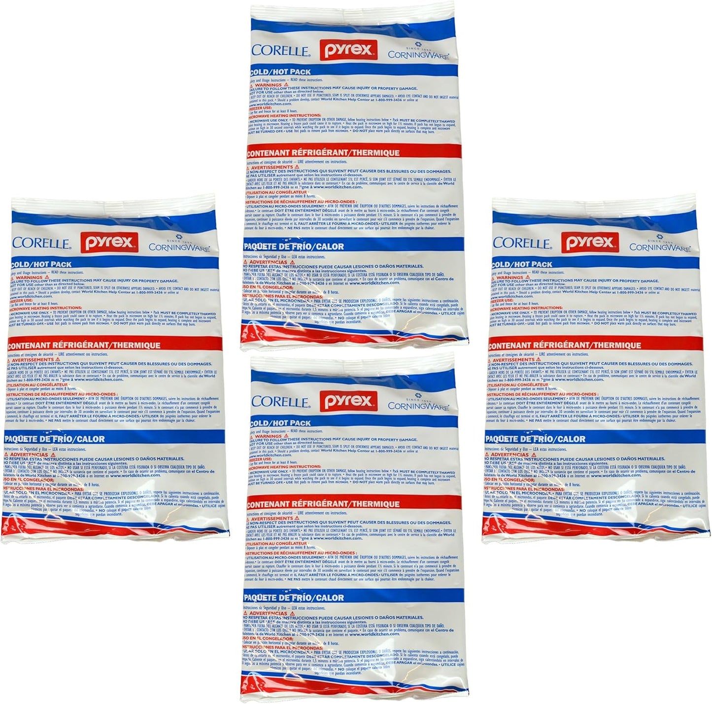 Pyrex Portables Large Hot/Cold Pack 4-Pack for Food Storage