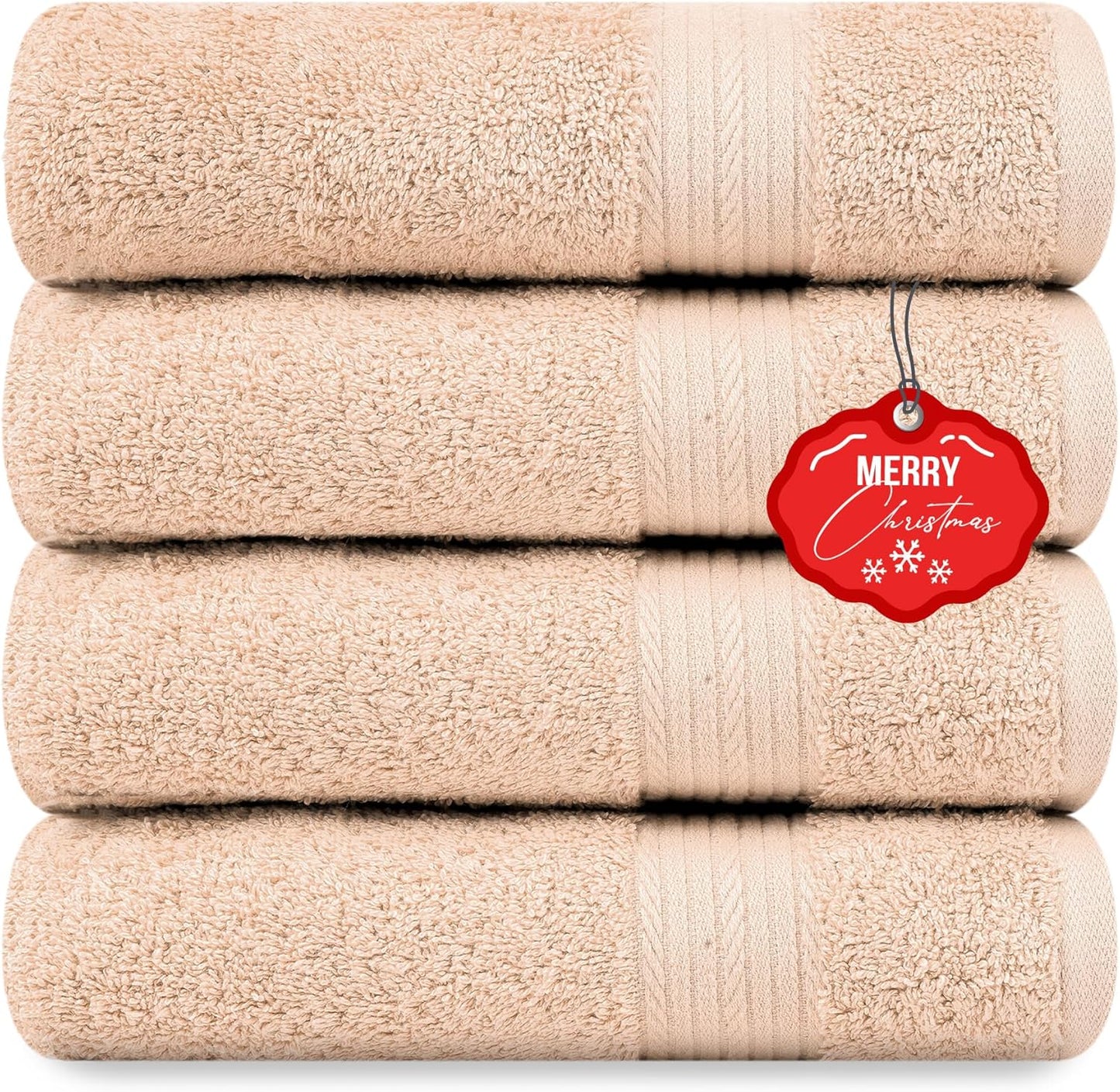 Luxurious 100% Cotton Bath Towels for Daily Use - 4pcs Set