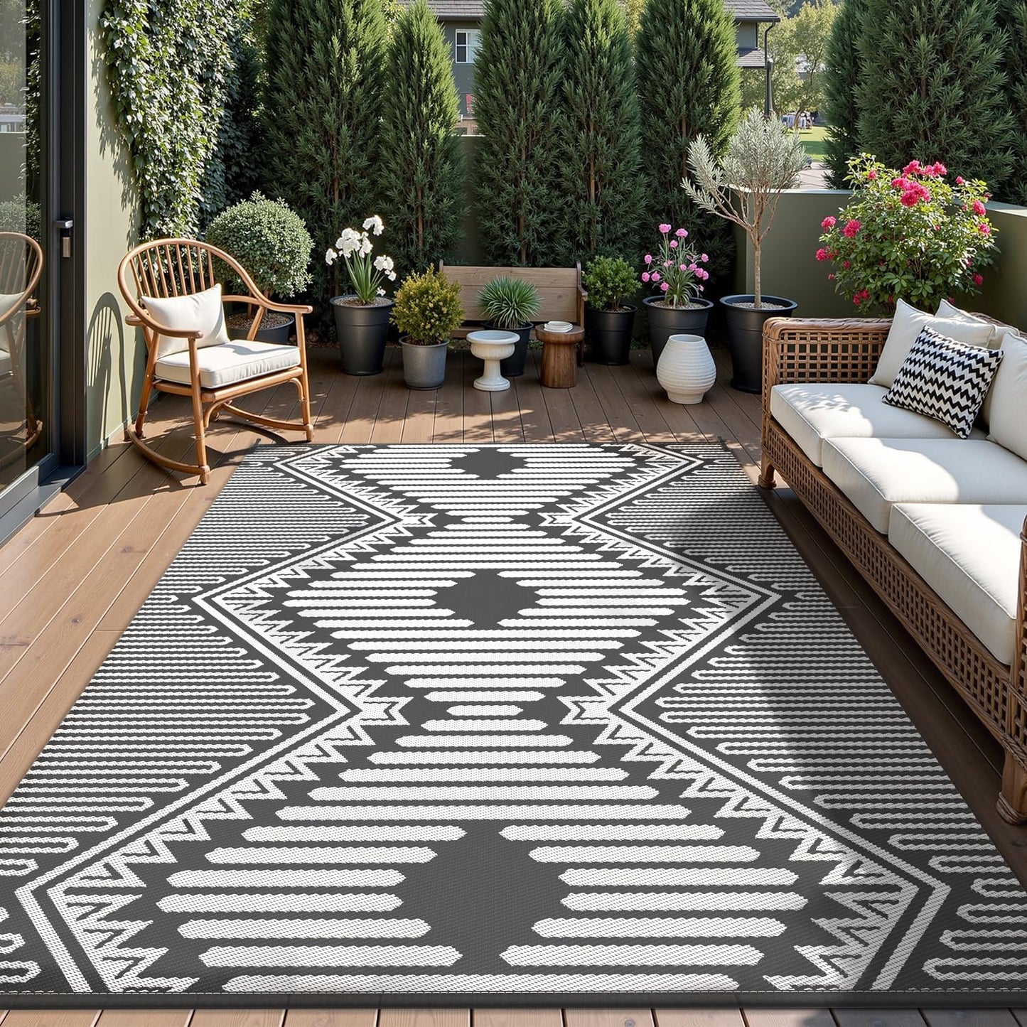 MontVoo Outdoor Rug 8x10 Waterproof Patio Rug for Versatile Use