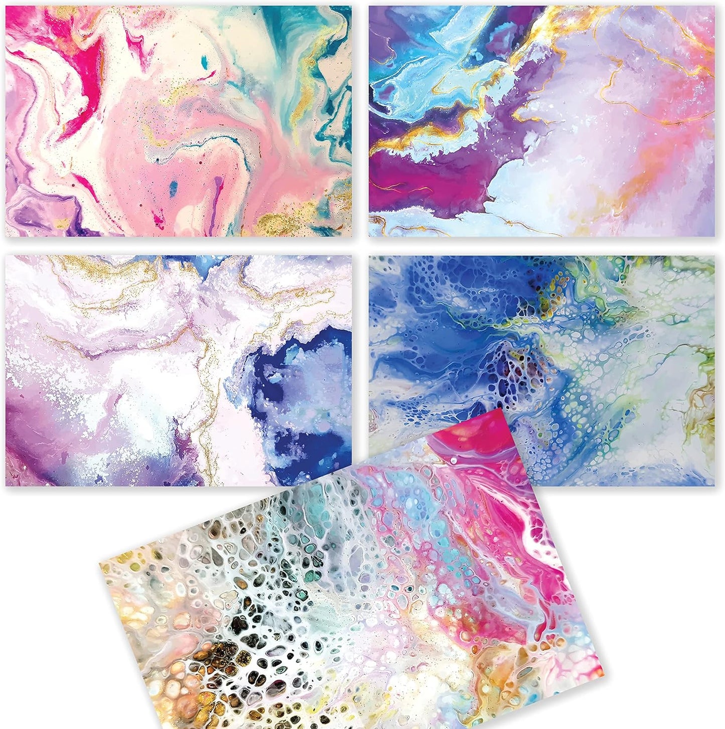 100-Pack Assorted Blank Greeting Cards: 5 Abstract Designs