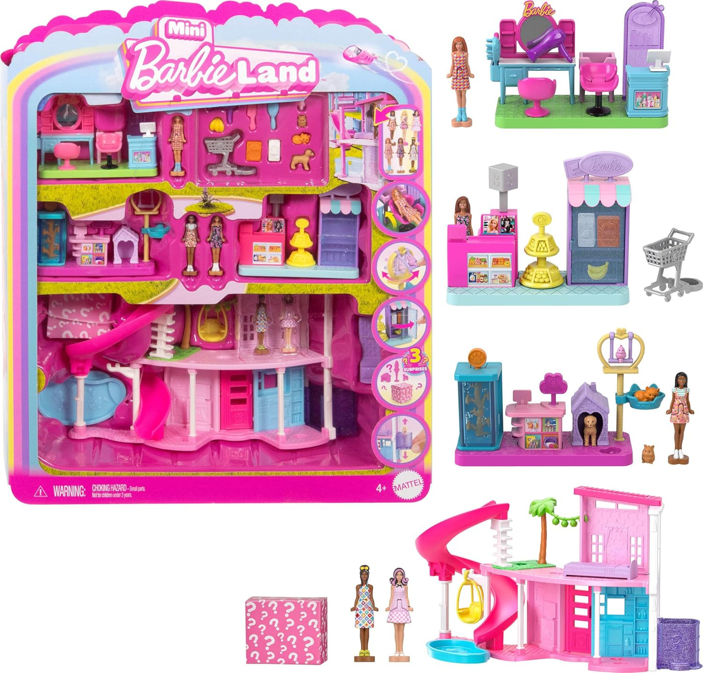 Mini Barbie Land DreamHouse with Playsets and Dolls for Fun