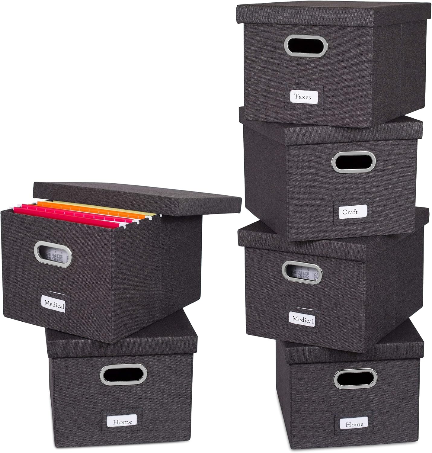 Collapsible File Storage Organizer with Lid for Home Office