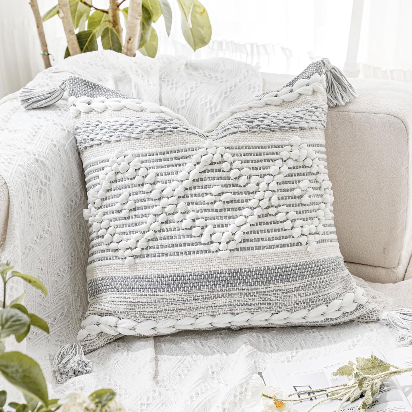 Boho Throw Pillow Cover 20X20 for Sofa Couch Bed Decor