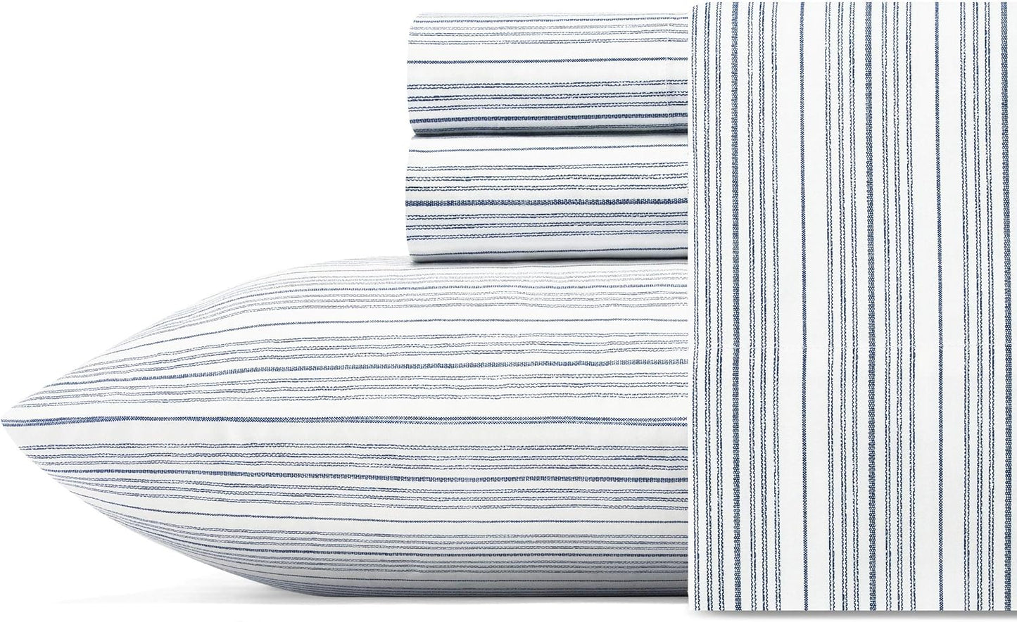 Nautica Twin Sheets Set in Beaux Stripe Navy for Cozy Dorms