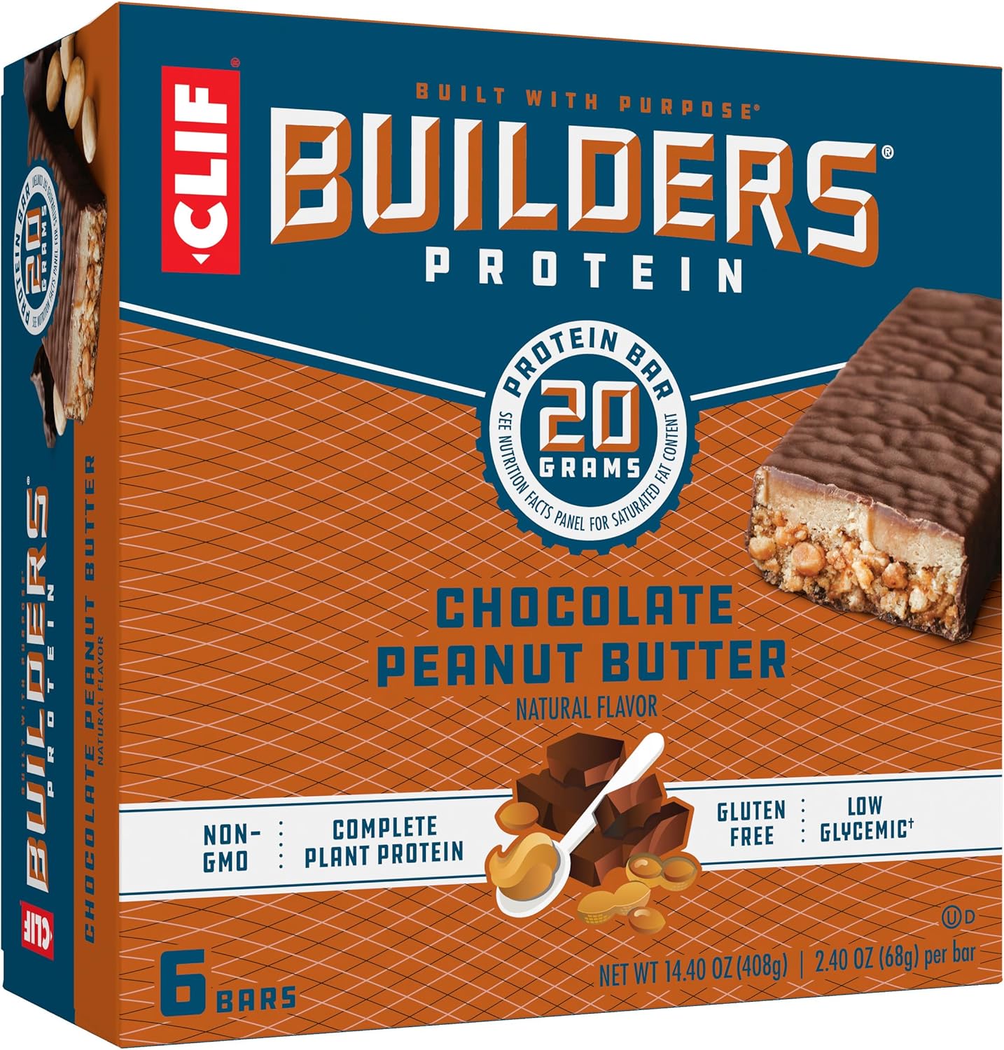 CLIF Builders Chocolate Peanut Butter Protein Bars - 20g Protein - Gluten Free