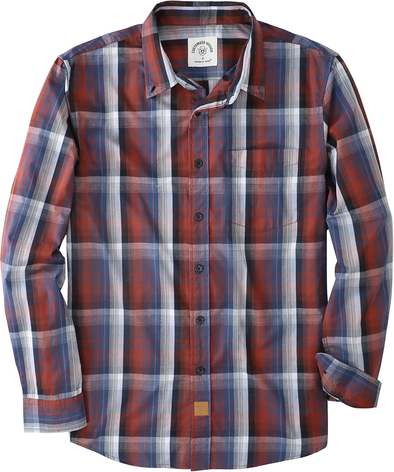 Stylish Mens Button Up Shirts Long Sleeve Casual Cotton Plaid