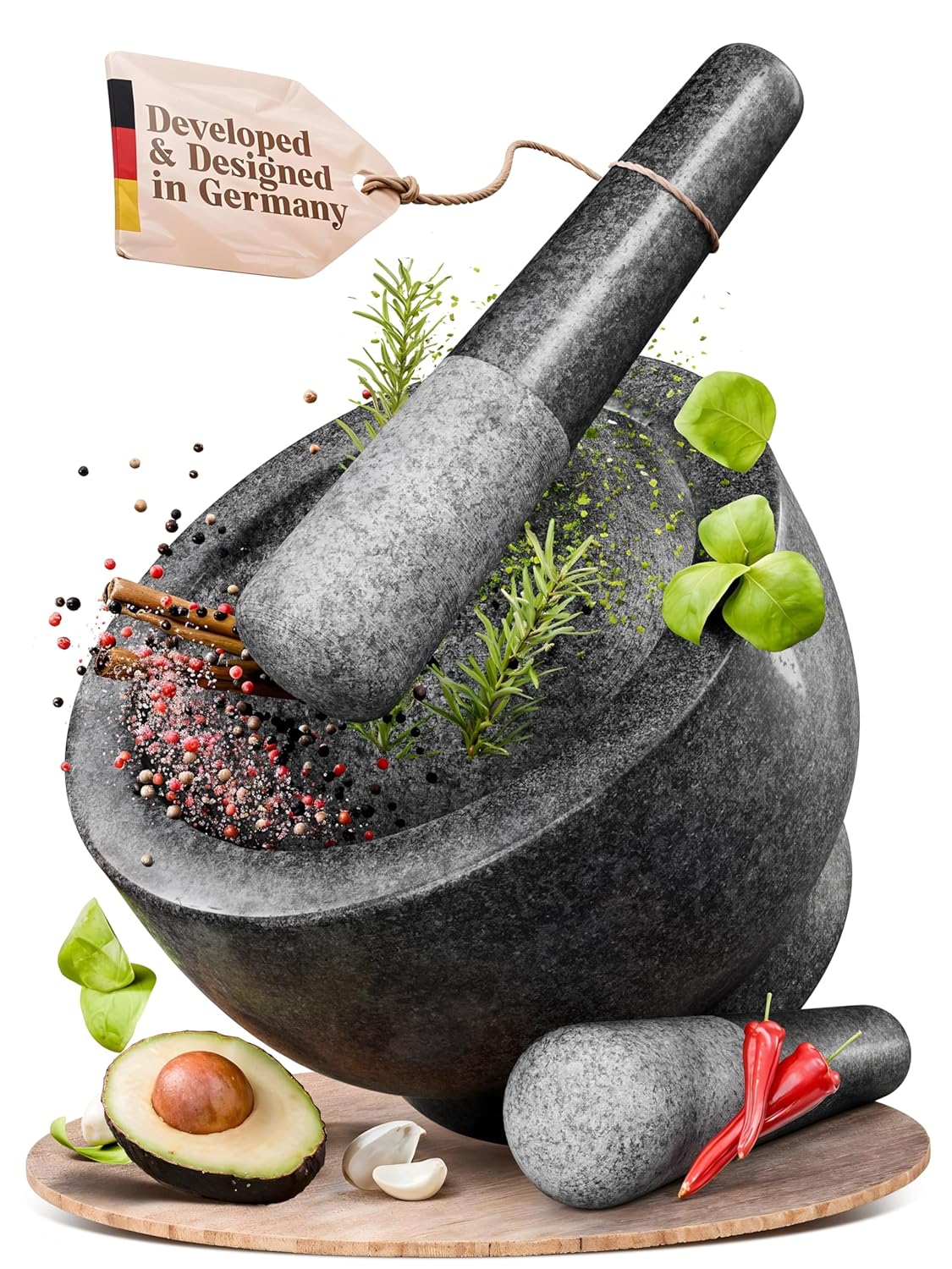 Extra Large Mortar and Pestle Set for Kitchen Use - 5 Cup