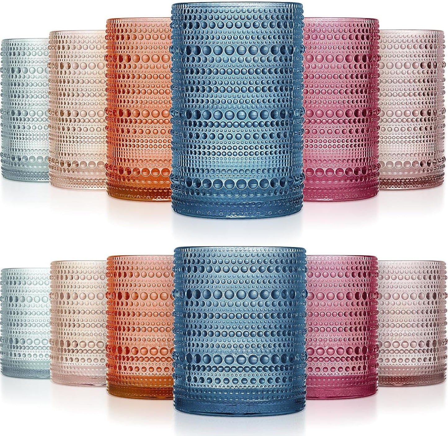 Hobnail Drinking Glasses Set - Vintage Glassware for All Beverages