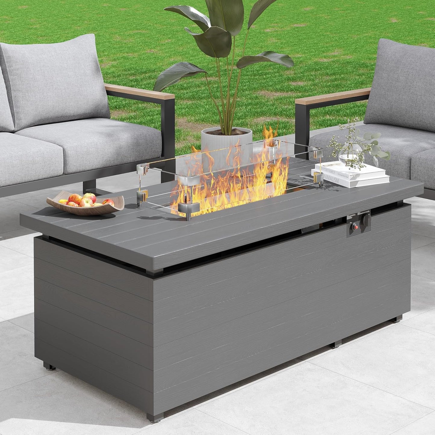 Sundale 50 Inch Outdoor Fire Pit Table with 50,000 BTU Heat