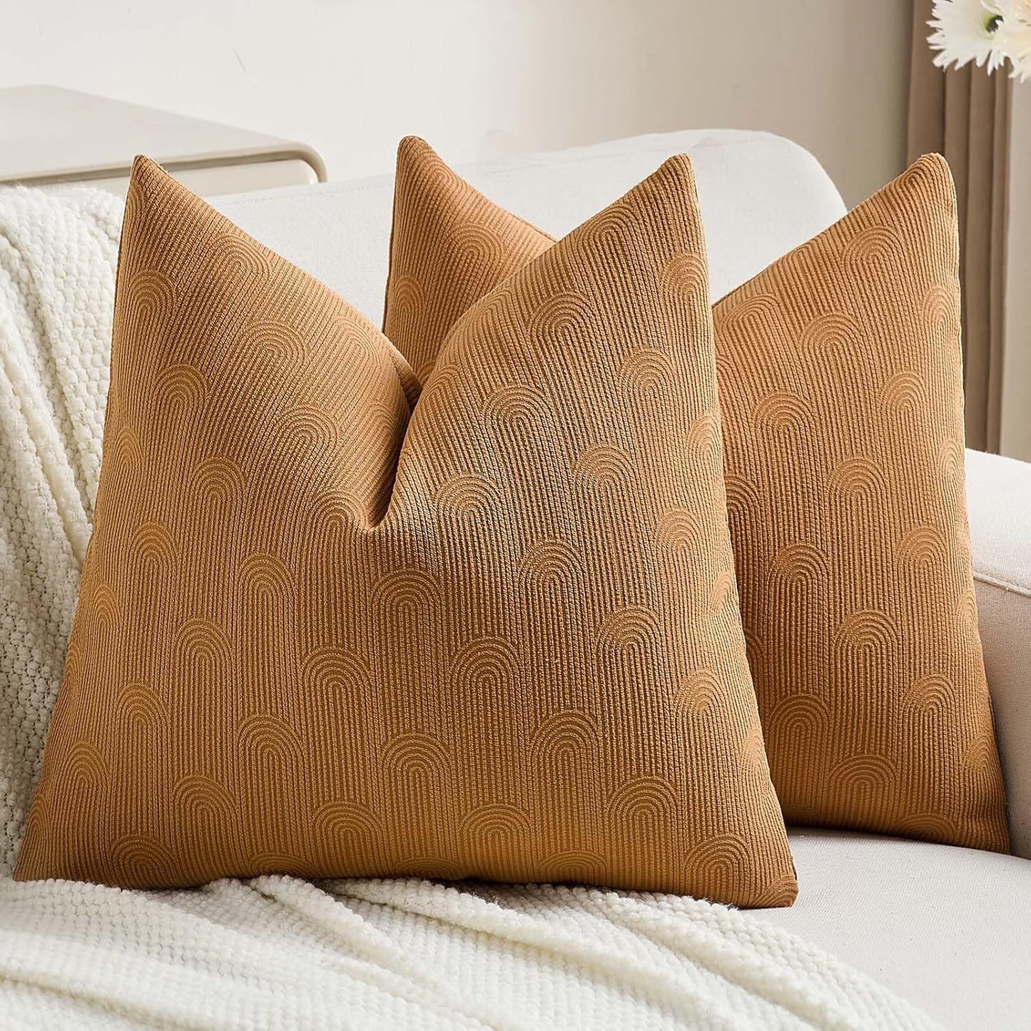 FUTEI Bronze Chenille Decorative Throw Pillow Covers for Home