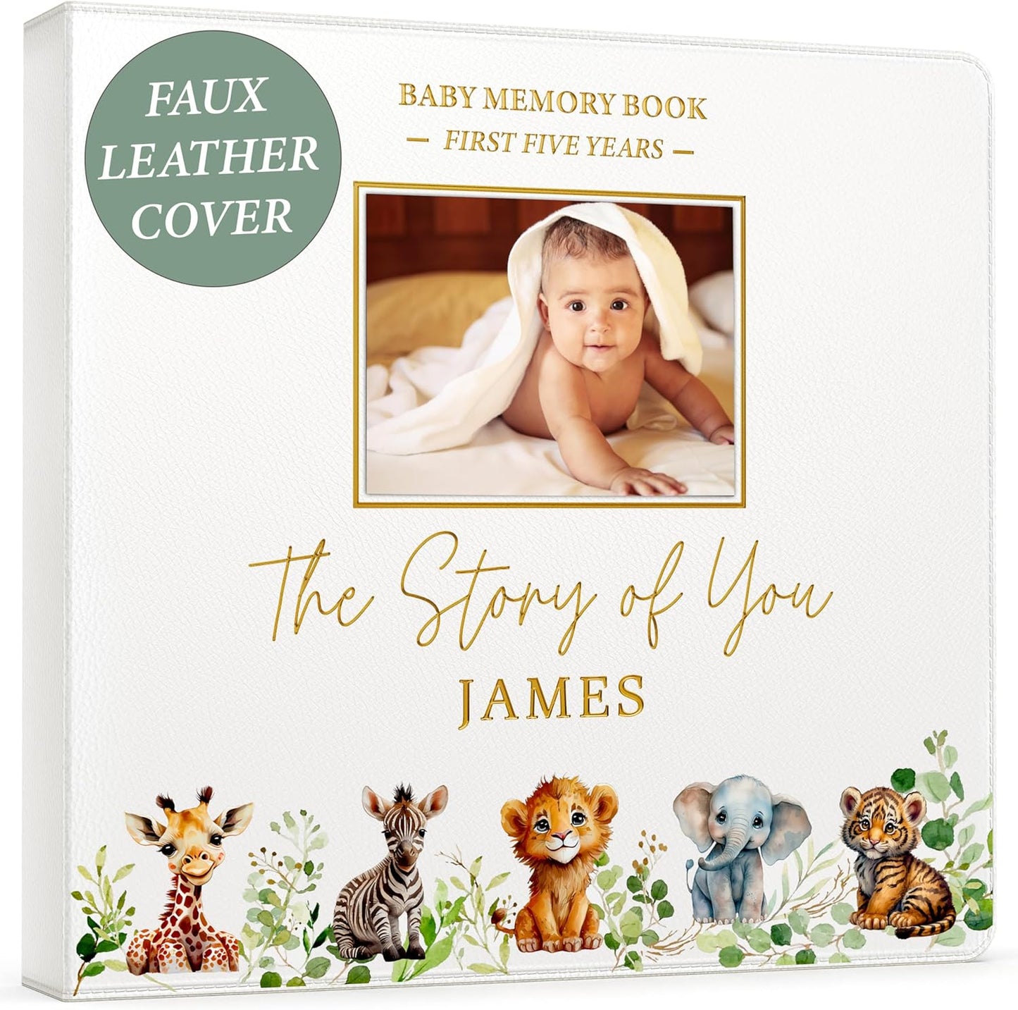 Personalized Baby Memory Book for Boys and Girls - Safari Theme